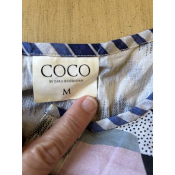 Beaded TUNIC Med KAFTAN COCO Dress V-Neck Flowers Boho Patchwork Coverup ZARA - Picture 10 of 12